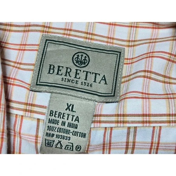 Beretta Plaid Button Up Shirts Men's XL Lot of 5‎ Cotton